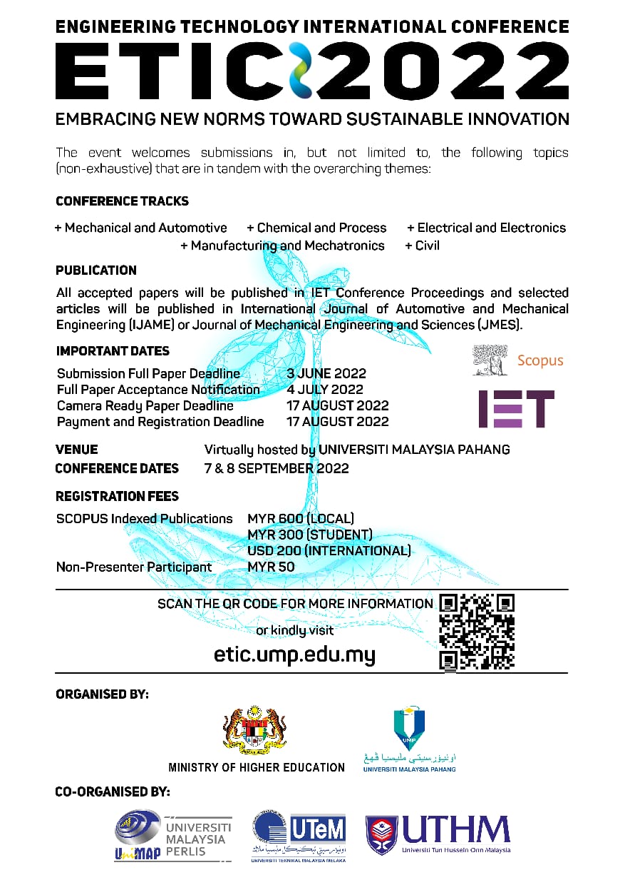 Engineering Technology International Conference 2022 (ETIC 2022)