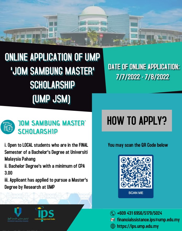 Online Application of UMP 'Jom Sambung Master' Scholarship (UMP JSM) 2022