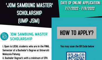 Online Application of UMP 'Jom Sambung Master' Scholarship (UMP JSM) 2022