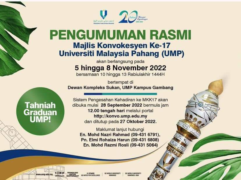 Majlis Konvokesyen Ke-17 (MKK17) Universiti Malaysia Pahang (UMP) 