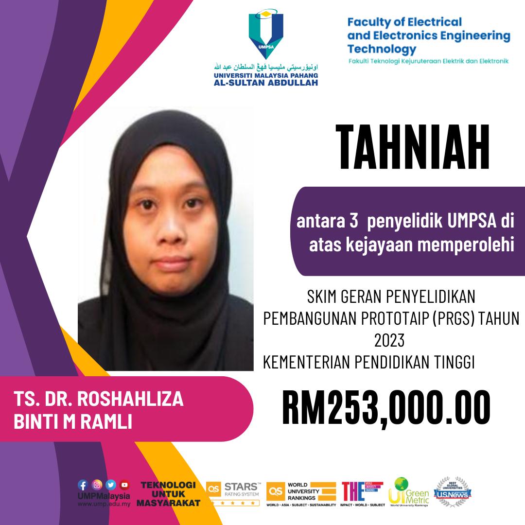 Tahniah kepada Ts. Dr. Roshahliza 