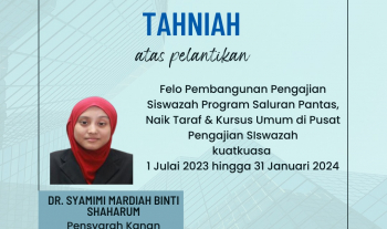 Tahniah kepada Dr. Syamimi Mardiah