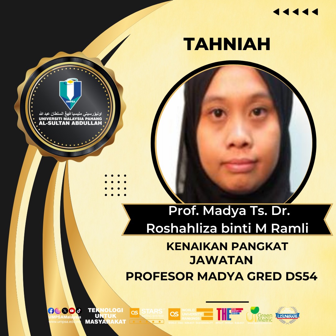 Sekalung Tahniah kepada Prof. Madya Ts. Dr. Roshahliza binti M Ramli 