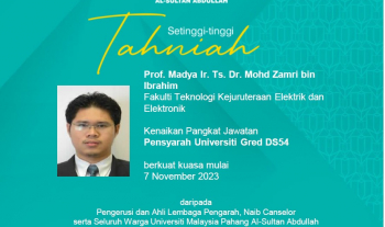 Sekalung Tahniah kepada Prof. Madya Ir. Ts. Dr.  Mohd Zamri bin Ibrahim