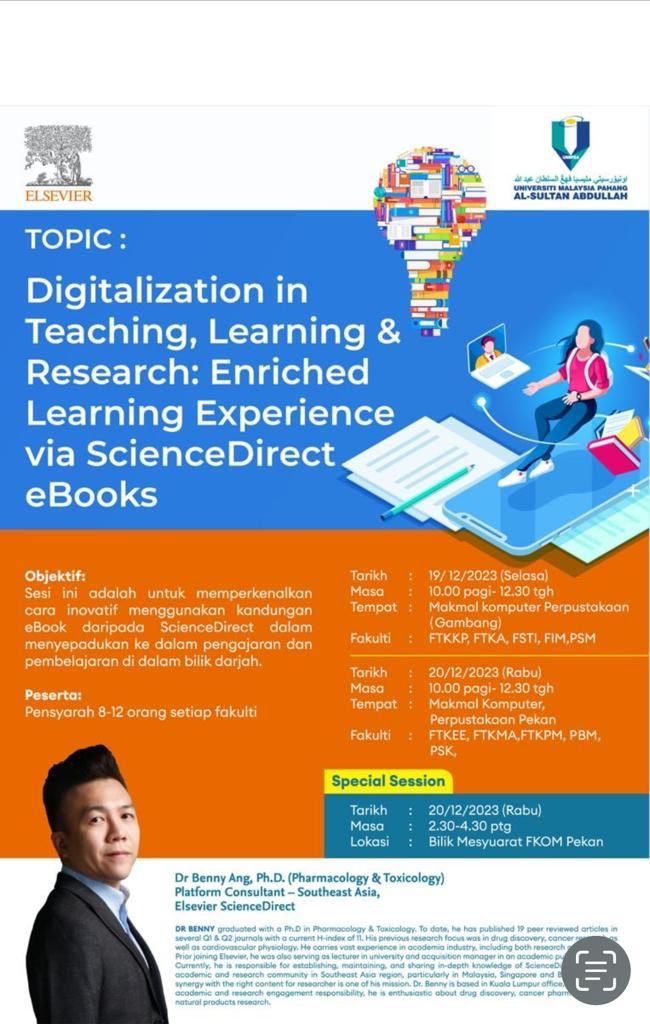 Digitalization in Teaching, Learning & Research: Enriched Learning Experience via Science Direct eBooks